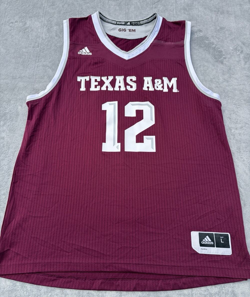 Adidas Mens Jersey Size L Maroon White Swingman Basketball Texas A&M 12
